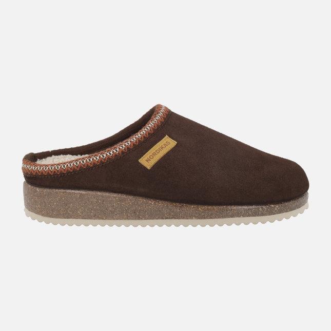 Zapatillas de casa descalzas para hombre en afelpado marrón