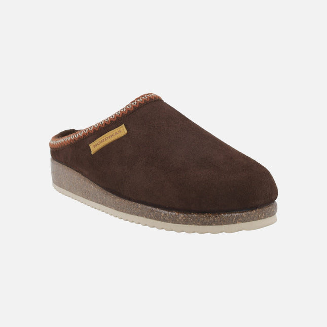 Zapatillas de casa descalzas para hombre en afelpado marrón