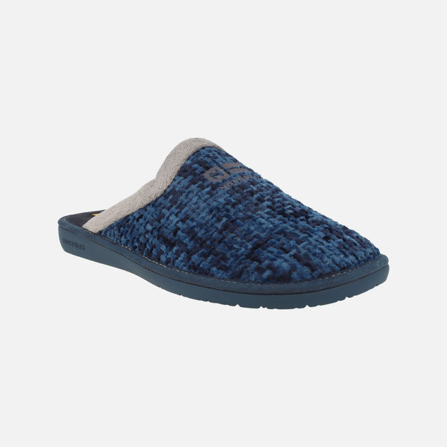 Zapatillas de casa descalzas para hombre en tejido Quebec marino