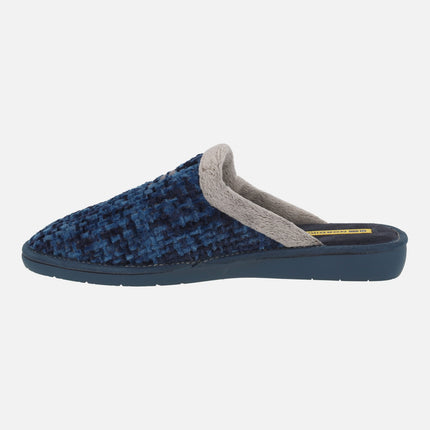 Zapatillas de casa descalzas para hombre en tejido Quebec marino