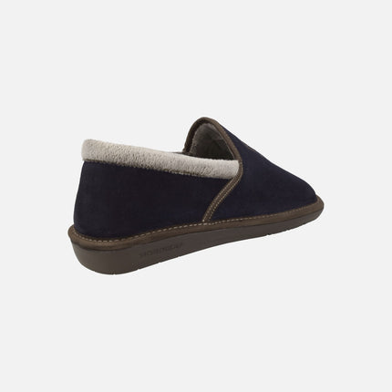 Zapatillas de casa cerradas para hombre en piel serraje