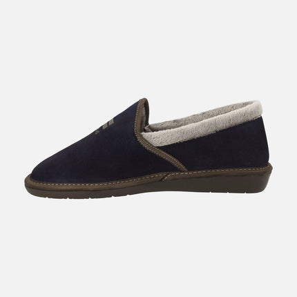 Zapatillas de casa cerradas para hombre en piel serraje