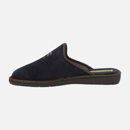 Zapatillas de casa descalzas para hombre en serraje azul marino