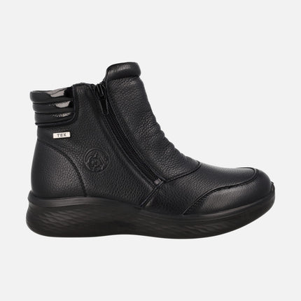 Botines confort negros de piel con membrana TEX y doble cremallera