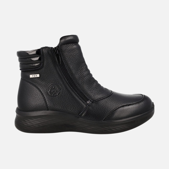 Botines confort negros de piel con membrana TEX y doble cremallera