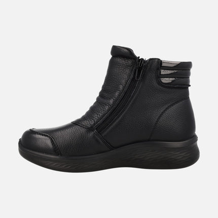 Botines confort negros de piel con membrana TEX y doble cremallera
