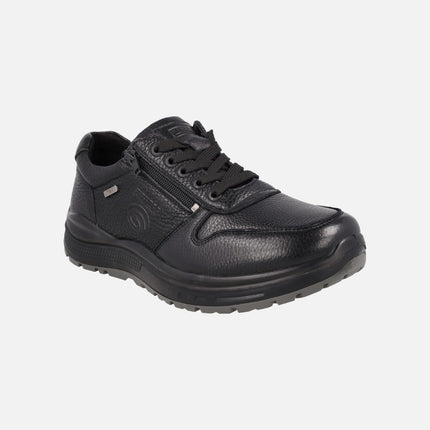 Deportivos negros de piel de calce ancho para hombre con membrana TEX