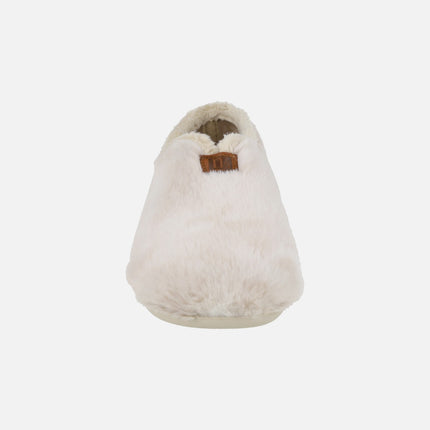 Zapatillas de casa cerradas para mujer en pelo beige efecto degradado