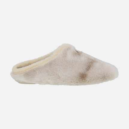Zapatillas de casa descalzas para mujer en pelo beige efecto degradado