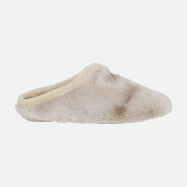 Zapatillas de casa descalzas para mujer en pelo beige efecto degradado
