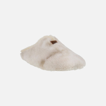 Zapatillas de casa descalzas para mujer en pelo beige efecto degradado
