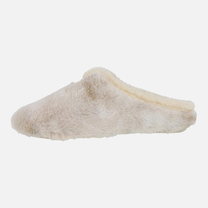 Zapatillas de casa descalzas para mujer en pelo beige efecto degradado
