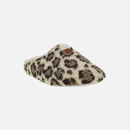 Zapatillas de casa para mujer en print leopardo beige y marrón