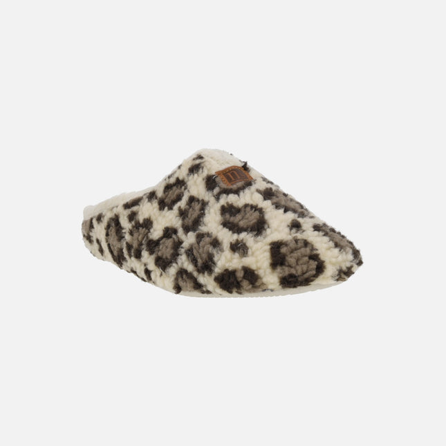 Zapatillas de casa para mujer en print leopardo beige y marrón