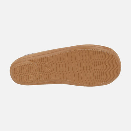 Zapatillas de casa cerradas para mujer en afelpado camel