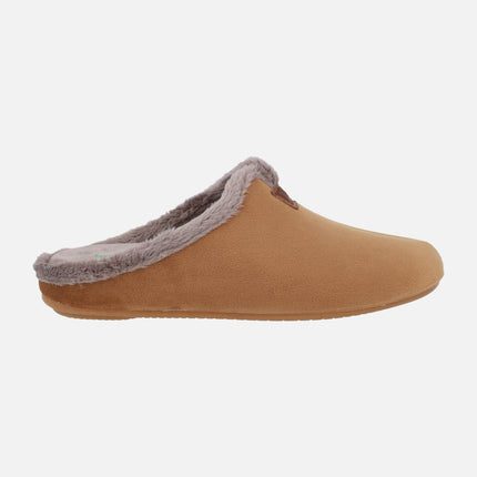 Zapatillas de casa descalzas para mujer en afelpado camel