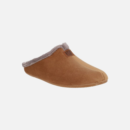 Zapatillas de casa descalzas para mujer en afelpado camel