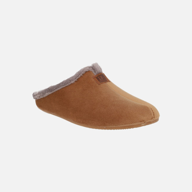 Zapatillas de casa descalzas para mujer en afelpado camel