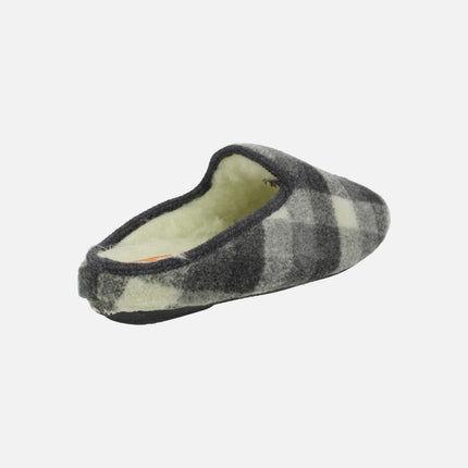 Zapatillas de casa descalzas para hombre en tejido a cuadros