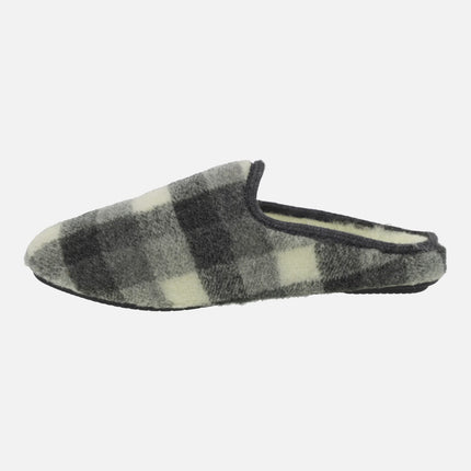 Zapatillas de casa descalzas para hombre en tejido a cuadros
