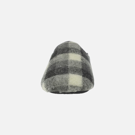 Zapatillas de casa descalzas para hombre en tejido a cuadros