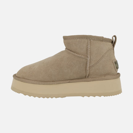 Botas australianas Melide en serraje beige con plataforma
