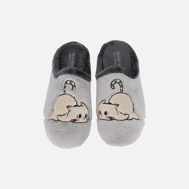 Zapatillas de casa descalzas para mujer con detalle de gatos
