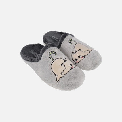 Zapatillas de casa descalzas para mujer con detalle de gatos