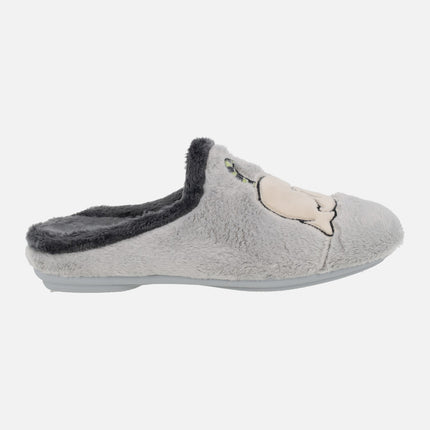 Zapatillas de casa descalzas para mujer con detalle de gatos