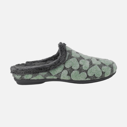 Zapatillas de casa descalzas para mujer con diseño de corazones
