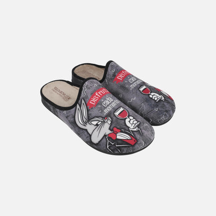 Zapatillas de casa descalzas para hombre Bugs Bunny frase
