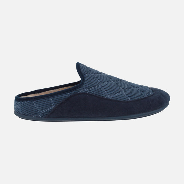 Zapatillas de casa descalzas para hombre en tejido azul