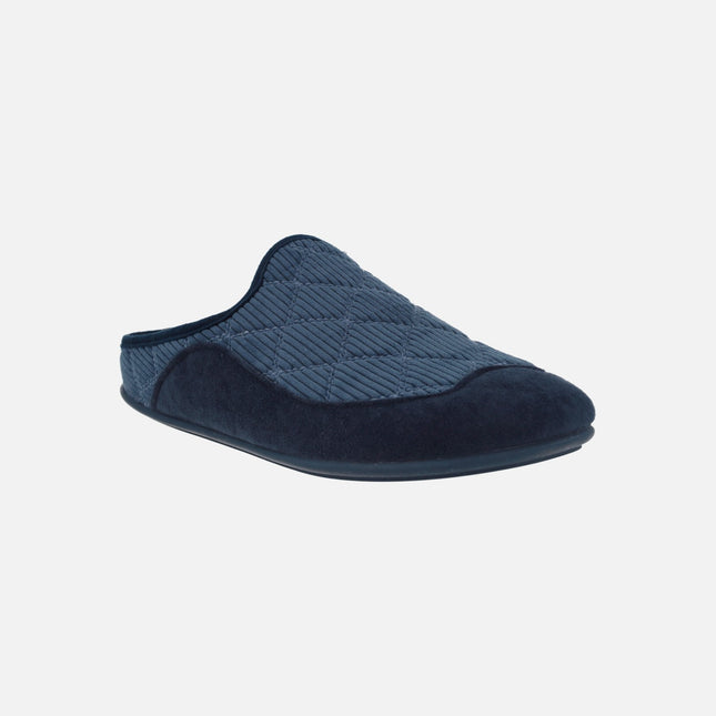 Zapatillas de casa descalzas para hombre en tejido azul