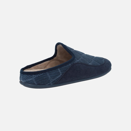 Zapatillas de casa descalzas para hombre en tejido azul