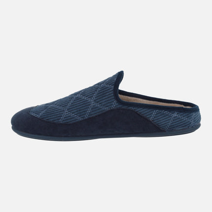 Zapatillas de casa descalzas para hombre en tejido azul