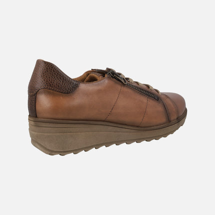 Zapatos deportivos de piel con cordones y cremallera