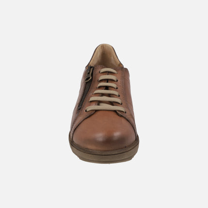 Zapatos deportivos de piel con cordones y cremallera