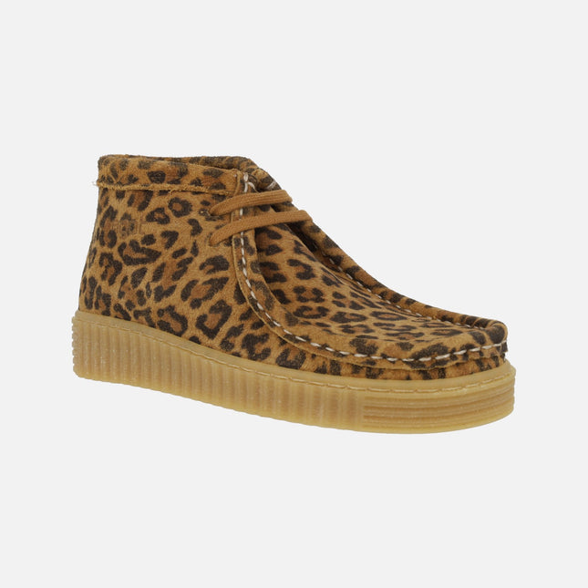 Botines de cordones Ant en serraje leopardo