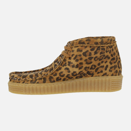 Botines de cordones Ant en serraje leopardo