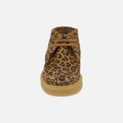 Botines de cordones Ant en serraje leopardo