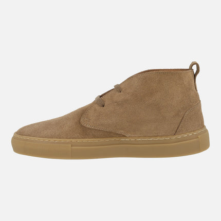 Botines de cordones para hombre en serraje camel BUG