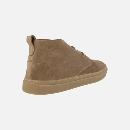 Botines de cordones para hombre en serraje camel BUG
