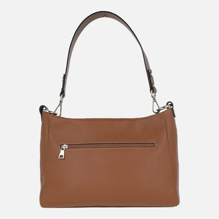 Bolsos de piel y serraje con asa para hombro y bandolera