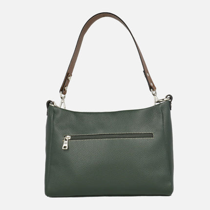 Bolsos de piel y serraje con asa para hombro y bandolera