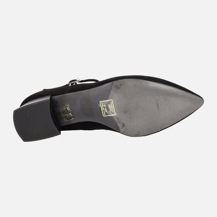 Zapatos de ante Iratxe con tacón bajo y tira al empeine