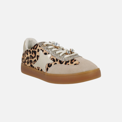 Nerea sneakers in leopard print with rhinestone decorations