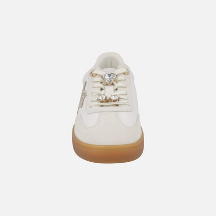 Zapatillas deportivas Nerea en combinado blanco con adornos de pedrería