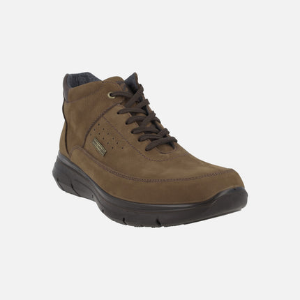 Botas de cordones para hombre en nobuck marrón con forro Waterproof