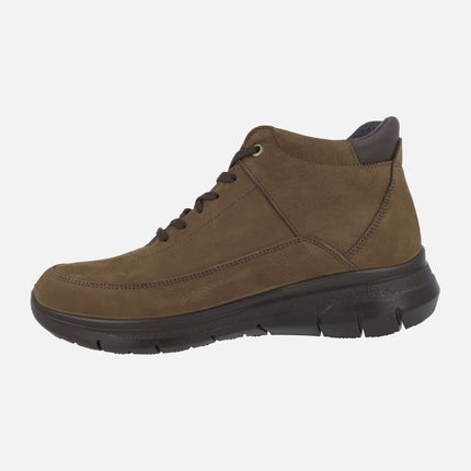 Botas de cordones para hombre en nobuck marrón con forro Waterproof