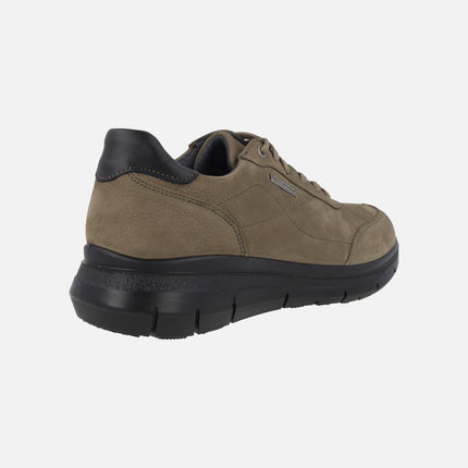 Zapatos deportivos con cordones para hombre en nobuck taupe Waterproof